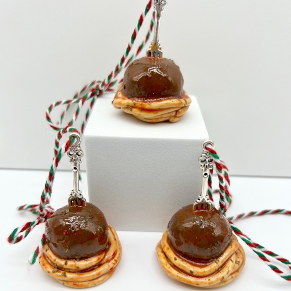 Spaghetti & Meatball Christmas Ornament – Handmade Clay Italian Food Ornament - Picture 11 of 16
